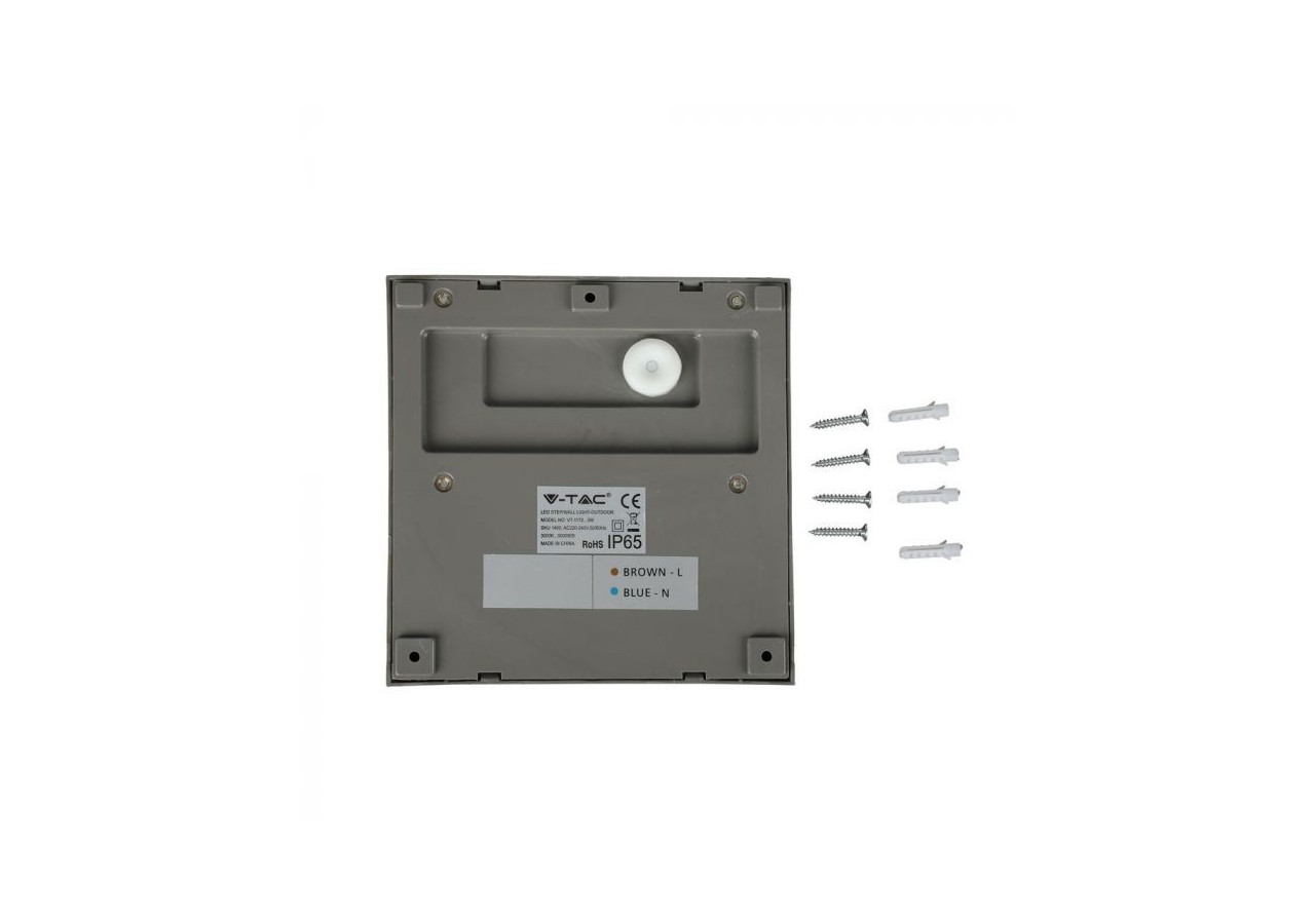 Marchepied LED 3W Gris Corps Carré Blanc Naturel
