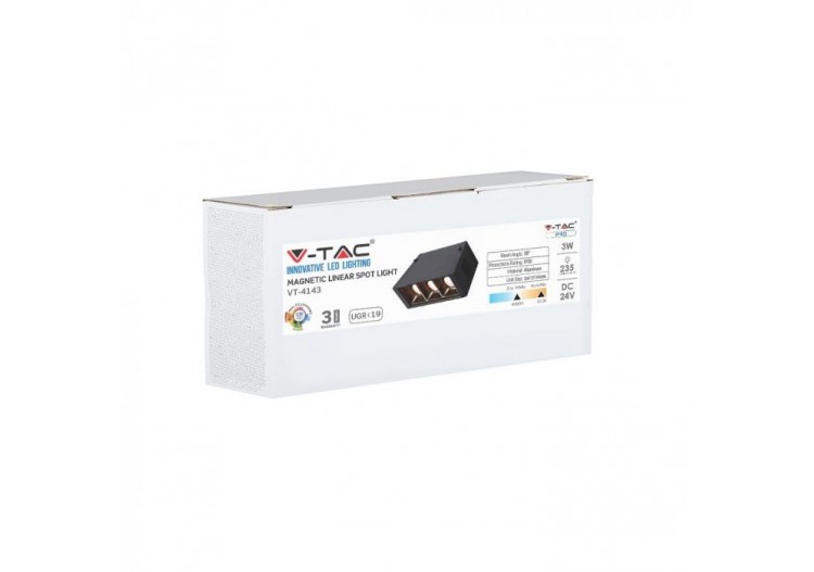 Spot Linéaire Magnétique SMD 3x1W LED Noir IP20 24V 3000K