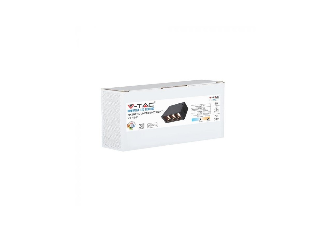 Spot Linéaire Magnétique SMD 3x1W LED Noir IP20 24V 3000K
