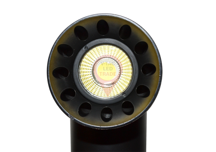 Luminaire sur Rail LED 20W Corps Noir Rond Blanc