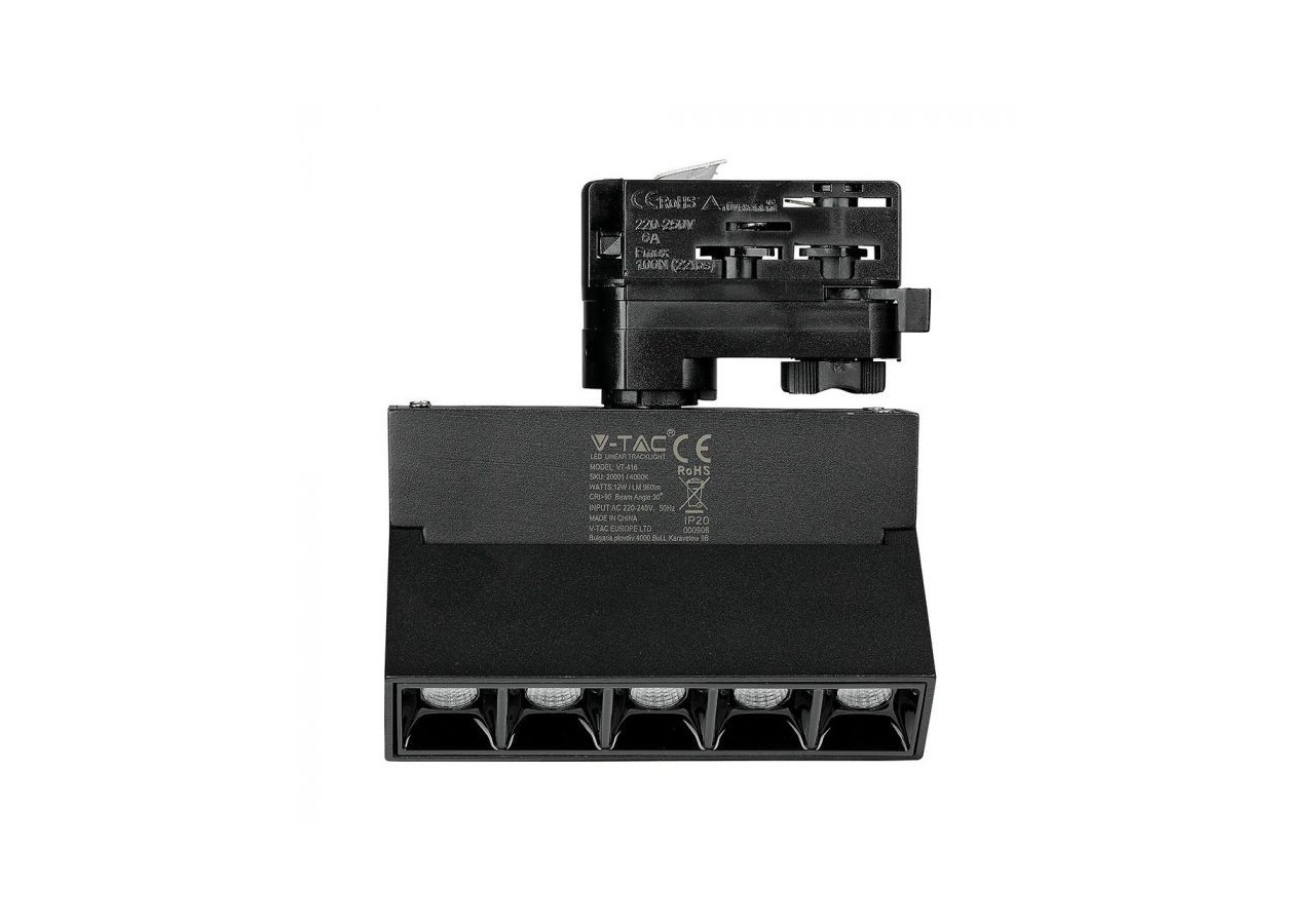 Projecteur Linéaire LED 12W Puce SAMSUNG Corps Noir 2700K
