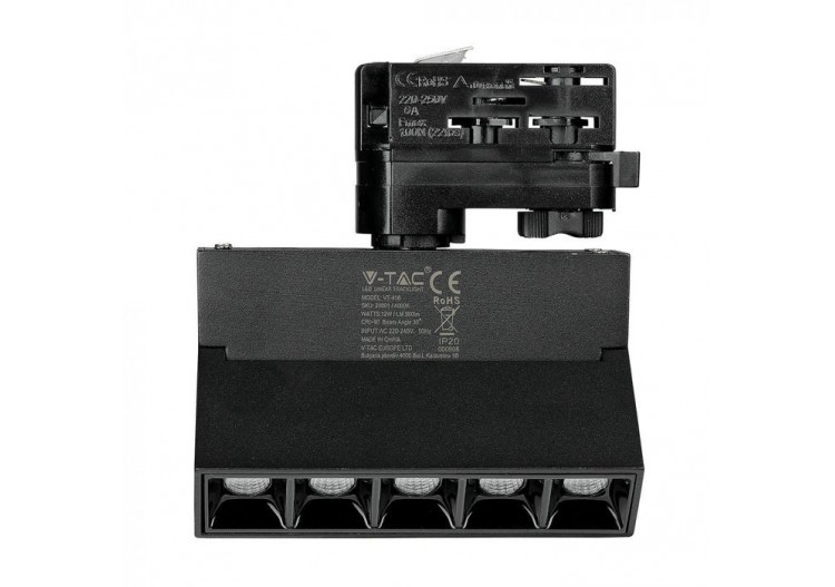 Projecteur Linéaire LED 12W Puce SAMSUNG Corps Noir 4000K