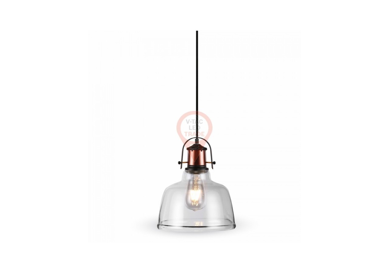 Lampe à suspension en verre, auvent noir transparent