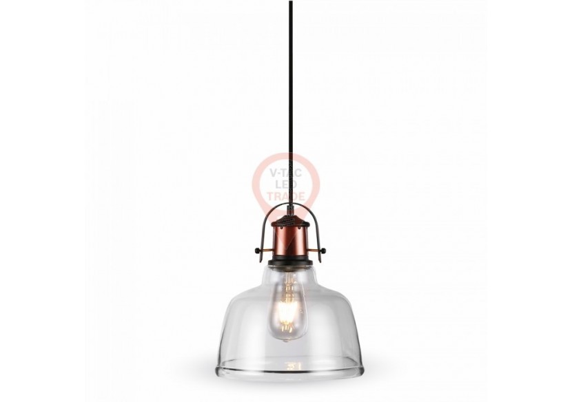 Lampe à suspension en verre, auvent noir transparent Lampe à suspension en verre, auvent noir transparent