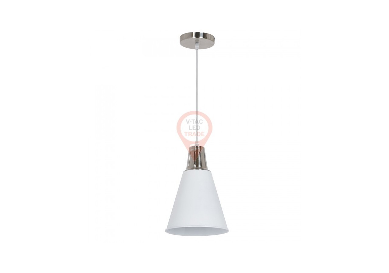 Suspension Moderne Chrome Sable Blanc Ø220