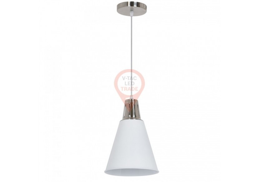 Suspension Moderne Chrome Sable Blanc Ø220 Suspension Moderne Chrome Sable Blanc Ø220