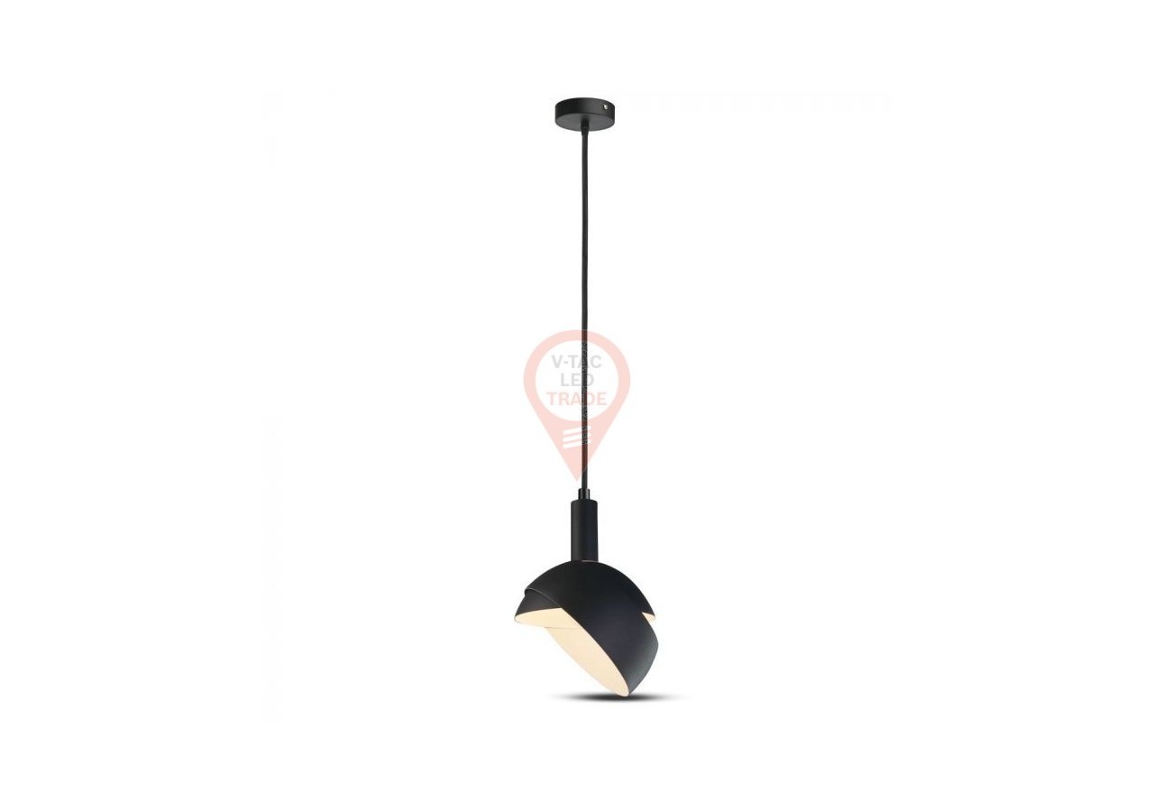 Support de lampe à suspension en plastique E14 avec abat-jour coulissant en aluminium noir