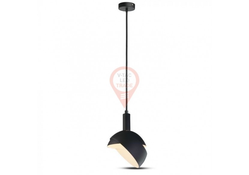 Support de lampe à suspension en plastique E14 avec abat-jour coulissant en aluminium noir