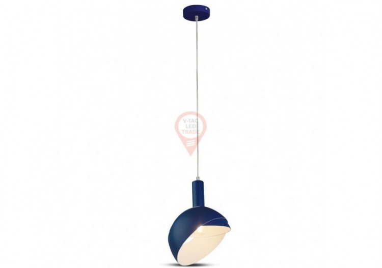 Support de lampe à suspension en plastique E14 avec abat-jour en aluminium coulissant bleu