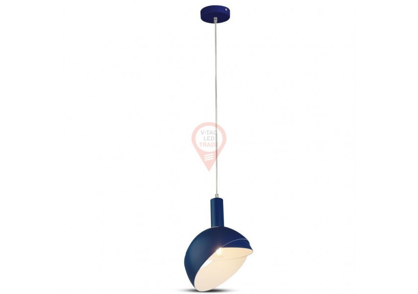 Support de lampe à suspension en plastique E14 avec abat-jour en aluminium coulissant bleu