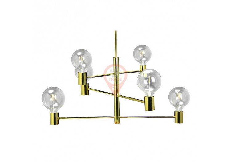 Lustre Moderne Doré Ajustable 6 Ampoules