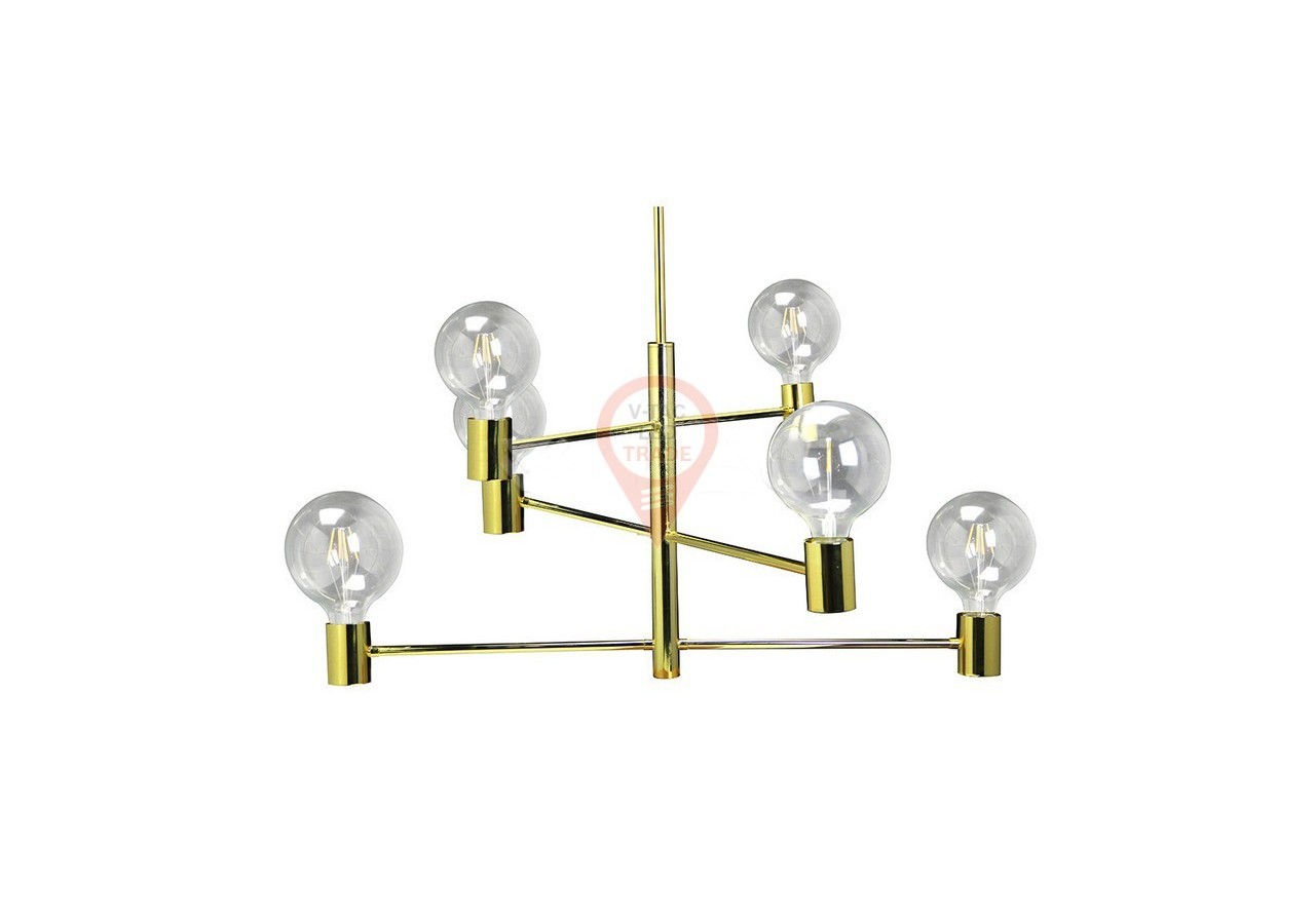 Lustre Moderne Doré Ajustable 6 Ampoules