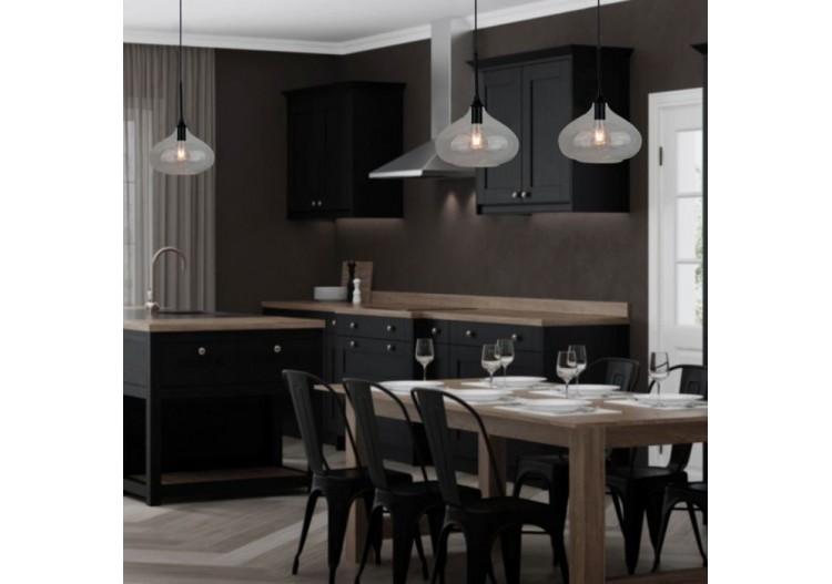 Suspension Moderne Verre Noir Élégant Transparent Ф280mm