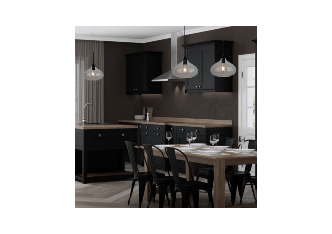 Suspension Moderne Verre Noir Élégant Transparent Ф280mm