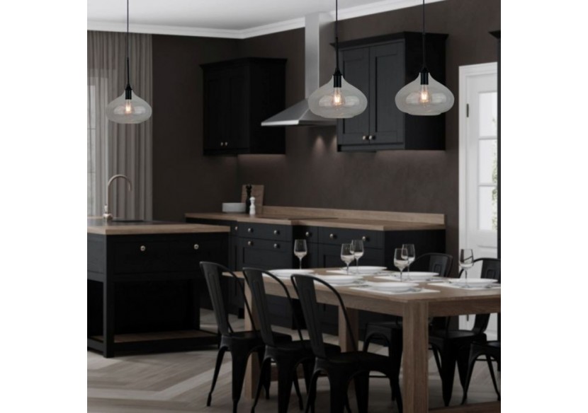 Suspension Moderne Verre Noir Élégant Transparent Ф280mm