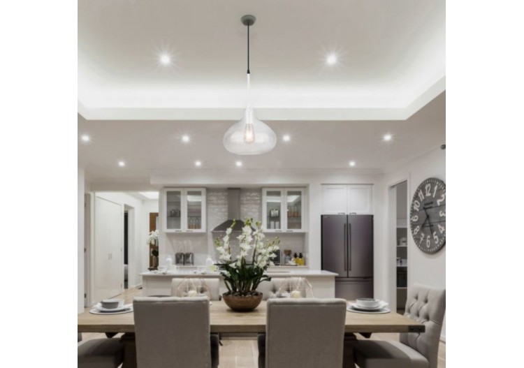 Suspension Moderne Verre Blanc Élégant Transparent Ф280mm