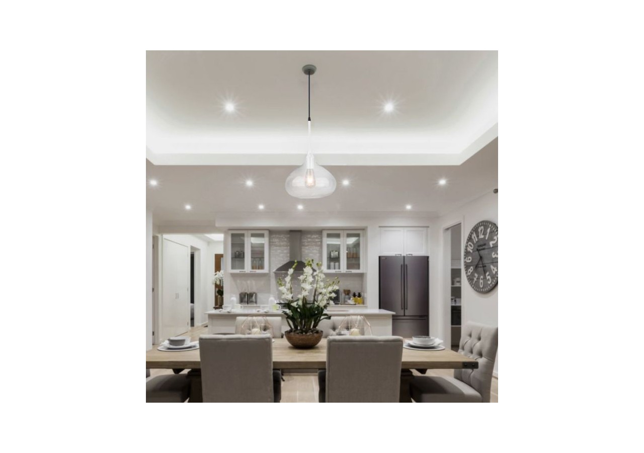 Suspension Moderne Verre Blanc Élégant Transparent Ф280mm