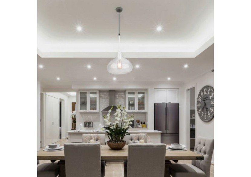 Suspension Moderne Verre Blanc Élégant Transparent Ф280mm