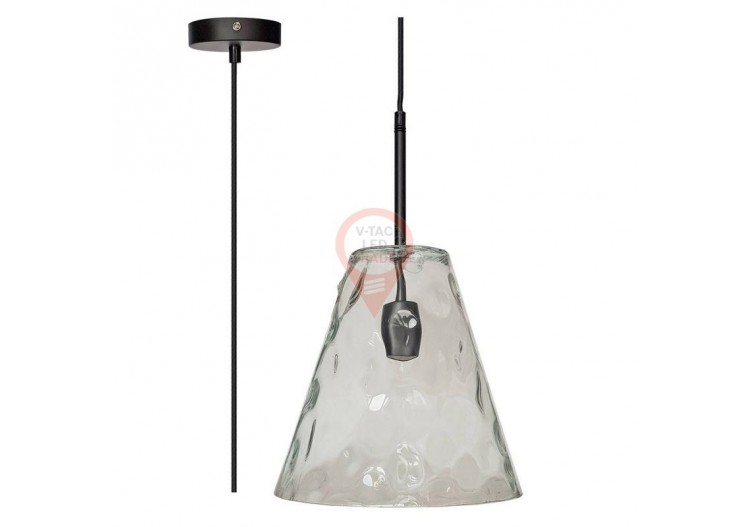 Lampe suspendue en forme de cône en verre, ampoule vers le bas, Ф300мм