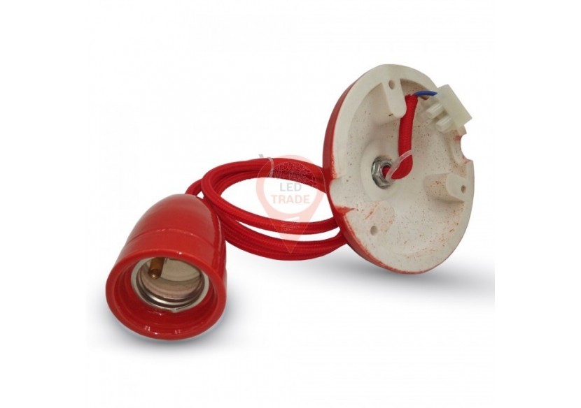 Lampe à Suspension en Porcelaine Rouge