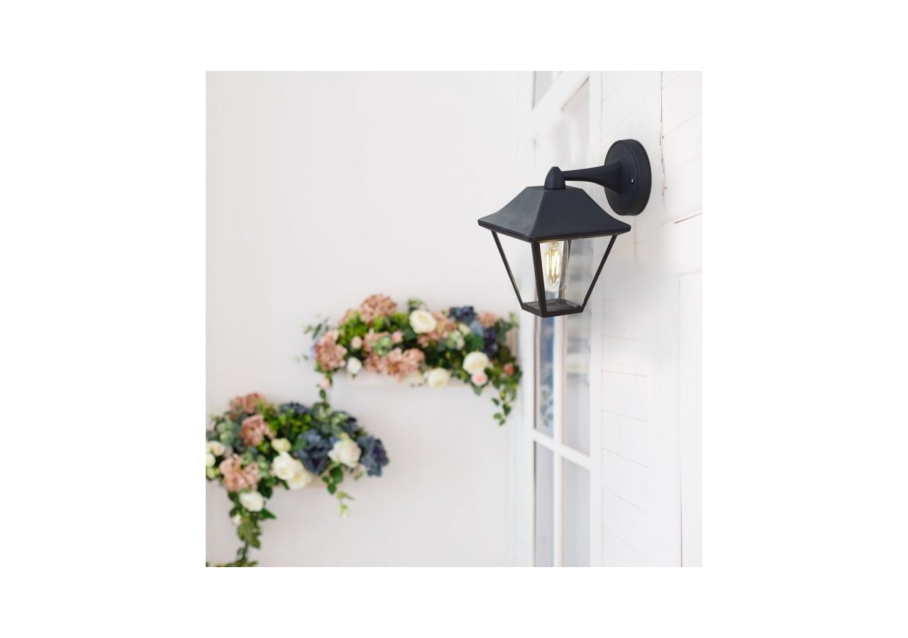 Applique E27 Verre Clair Noir Mat