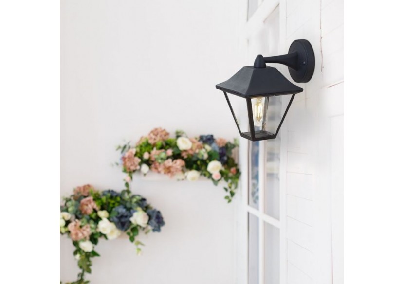 Applique E27 Verre Clair Noir Mat