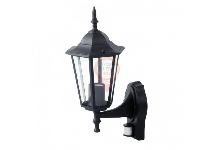 Applique de jardin avec capteur E27 noir mat