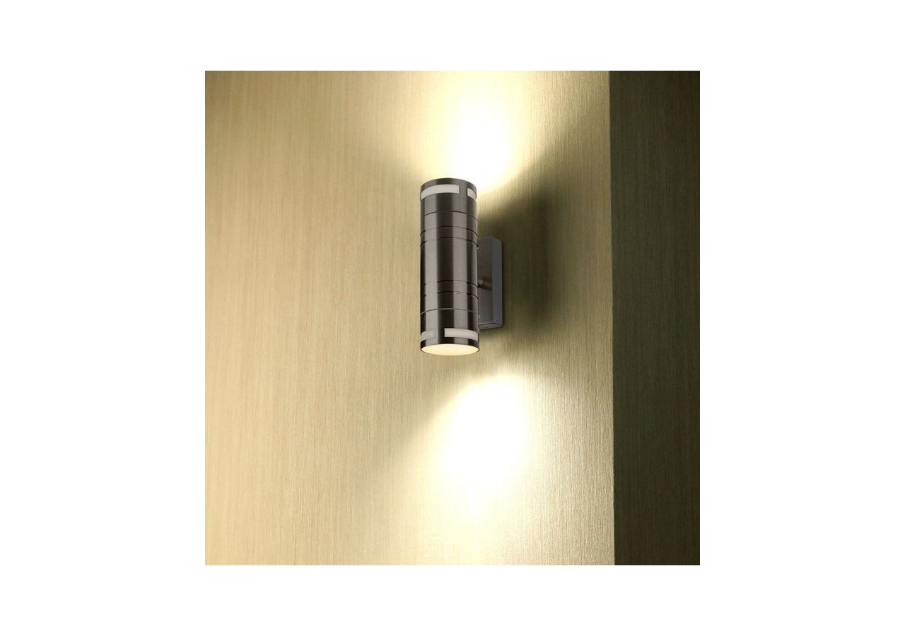 Raccord mural en verre GU10 corps en acier 2 voies IP44