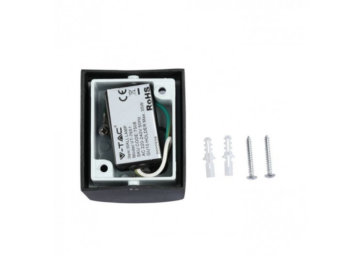 Wall Sleek Applique Murale GU10 Aluminium Rond Noir 1 Voie IP44