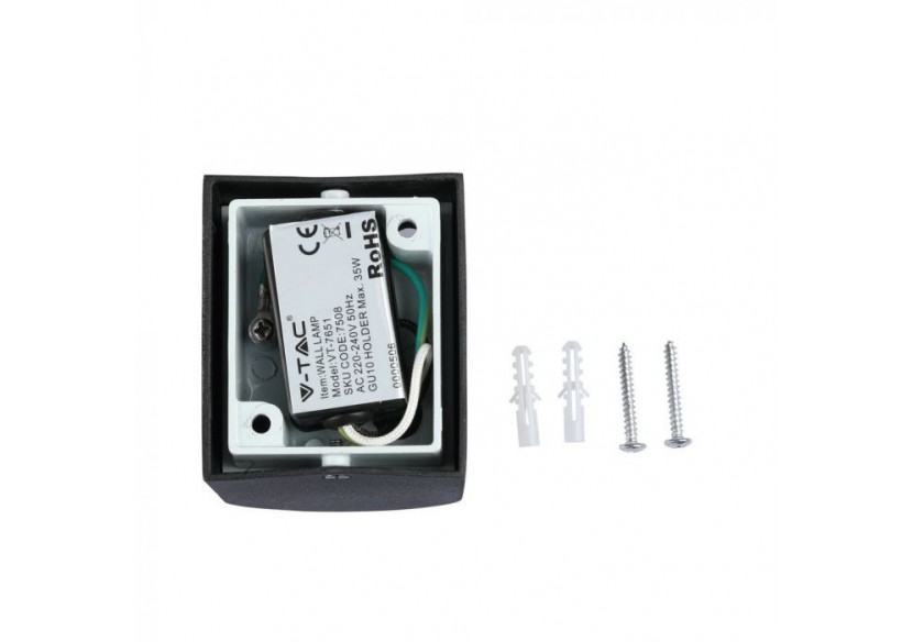 Wall Sleek Applique Murale GU10 Aluminium Rond Noir 1 Voie IP44