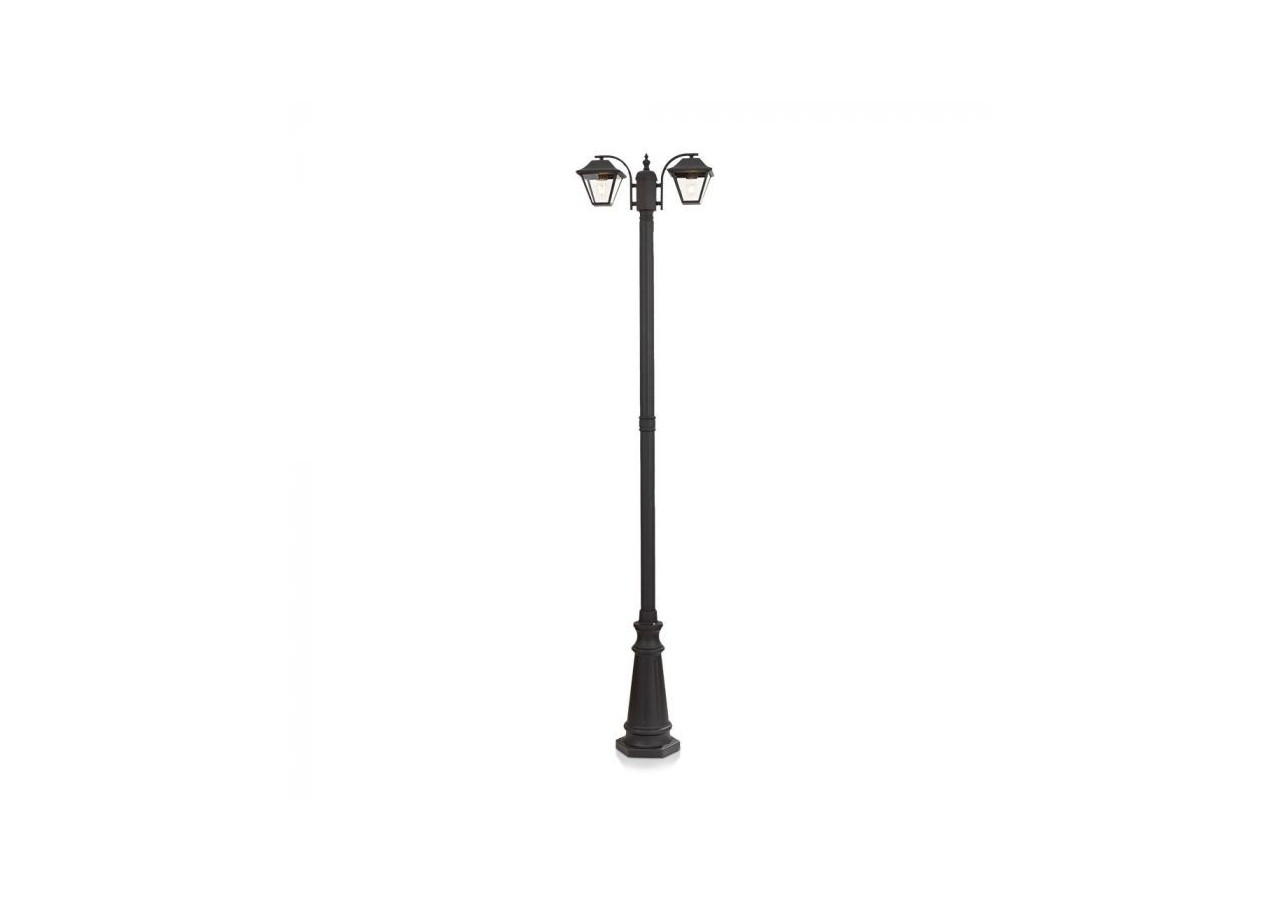 Lampe sur poteau 2 x E27 2280mm IP44 Noir