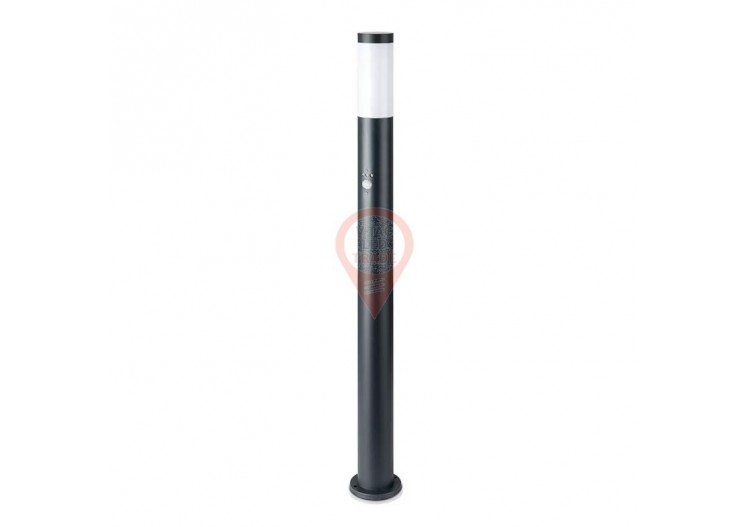 Lampe Borne E27 110cm Capteur PIR Corps Acier Inoxydable Gris IP44