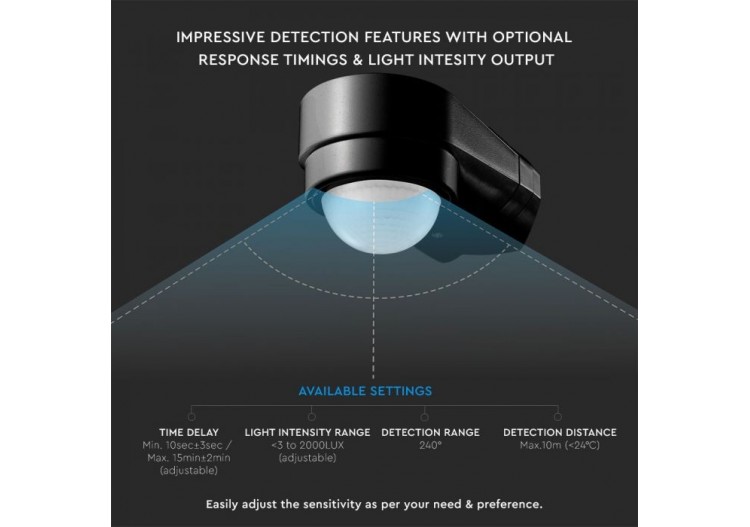 Capteur de mouvement infrarouge corps noir