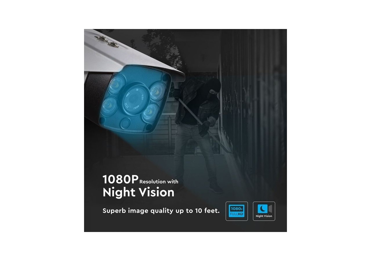 Caméra de sécurité IP 1080P intérieure/extérieure couleur 2.0MP Bullet