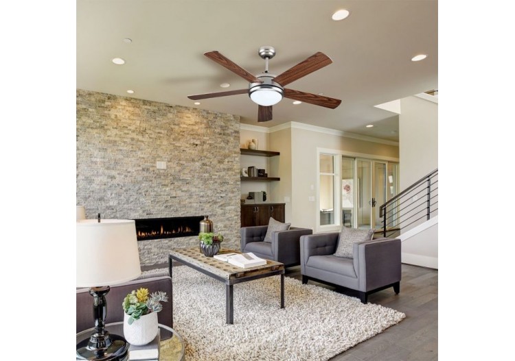 Ventilateur de Plafond LED 15W Télécommande 5 Pales Double Couleur Réversibles