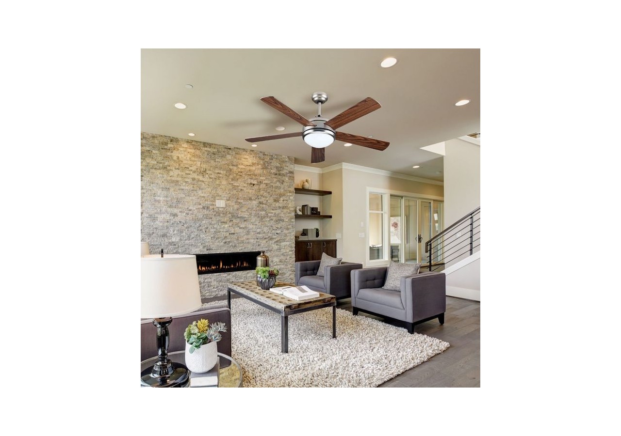 Ventilateur de Plafond LED 15W Télécommande 5 Pales Double Couleur Réversibles