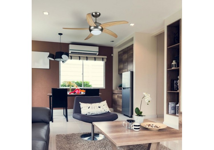 2 x E27 LED ventilateur de plafond télécommande 5 pales