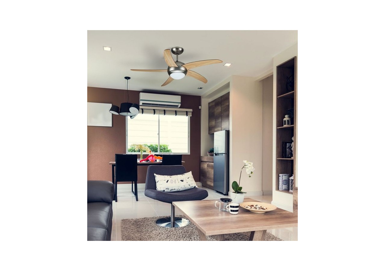 2 x E27 LED ventilateur de plafond télécommande 5 pales