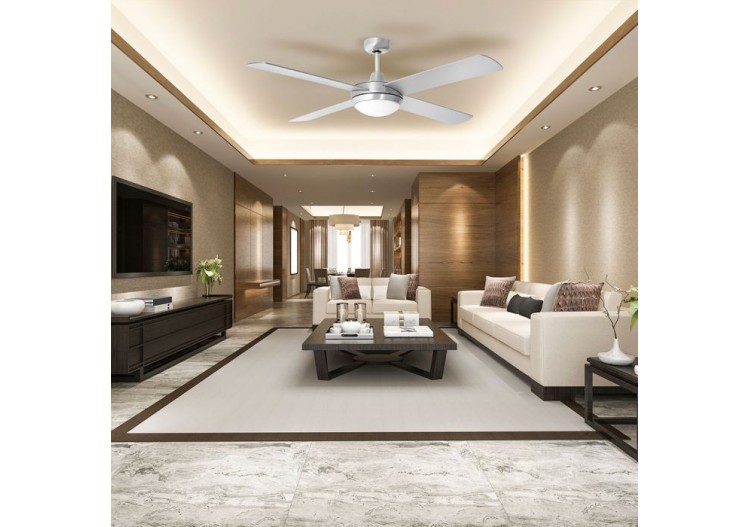 2 x E27 LED ventilateur de plafond télécommande 4 pales