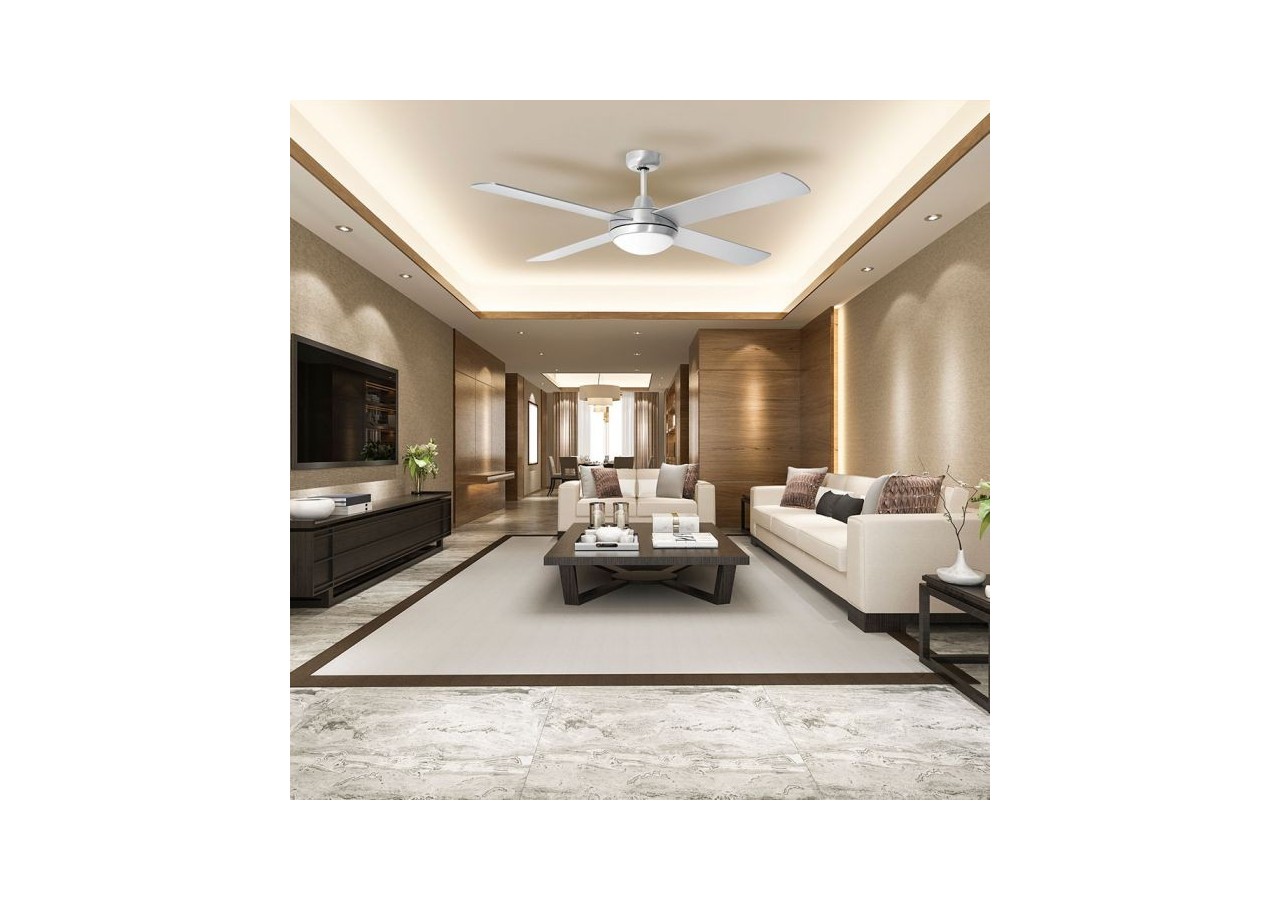 2 x E27 LED ventilateur de plafond télécommande 4 pales