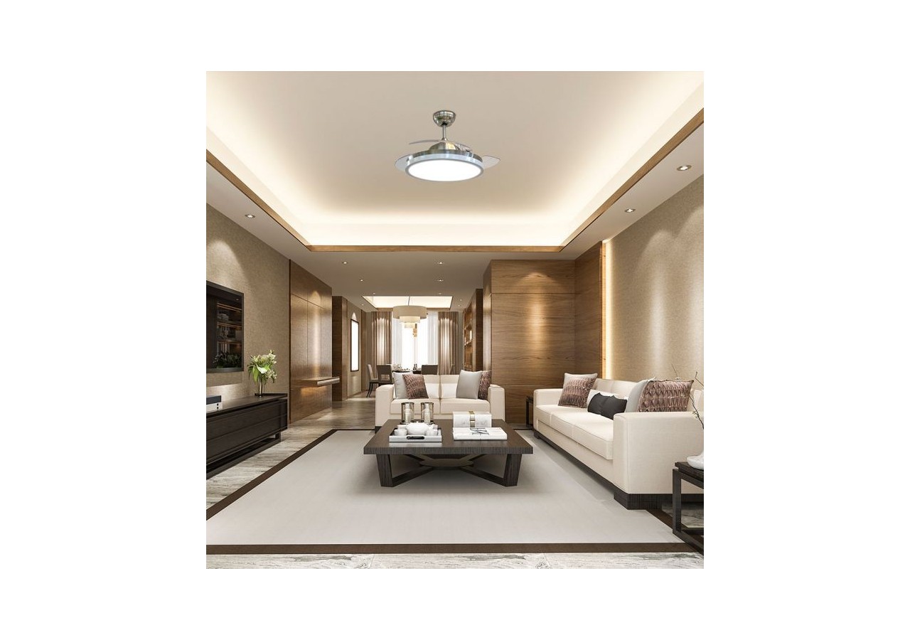 Ventilateur de plafond LED 30W 3 en 1, contrôle RF, 3 pales, moteur blanc 35W DC