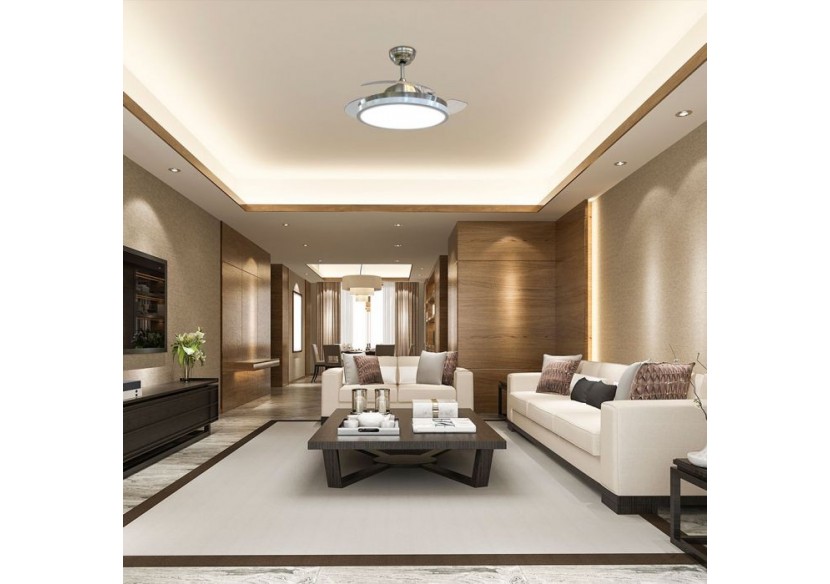 Ventilateur de plafond LED 30W 3 en 1, contrôle RF, 3 pales, moteur blanc 35W DC