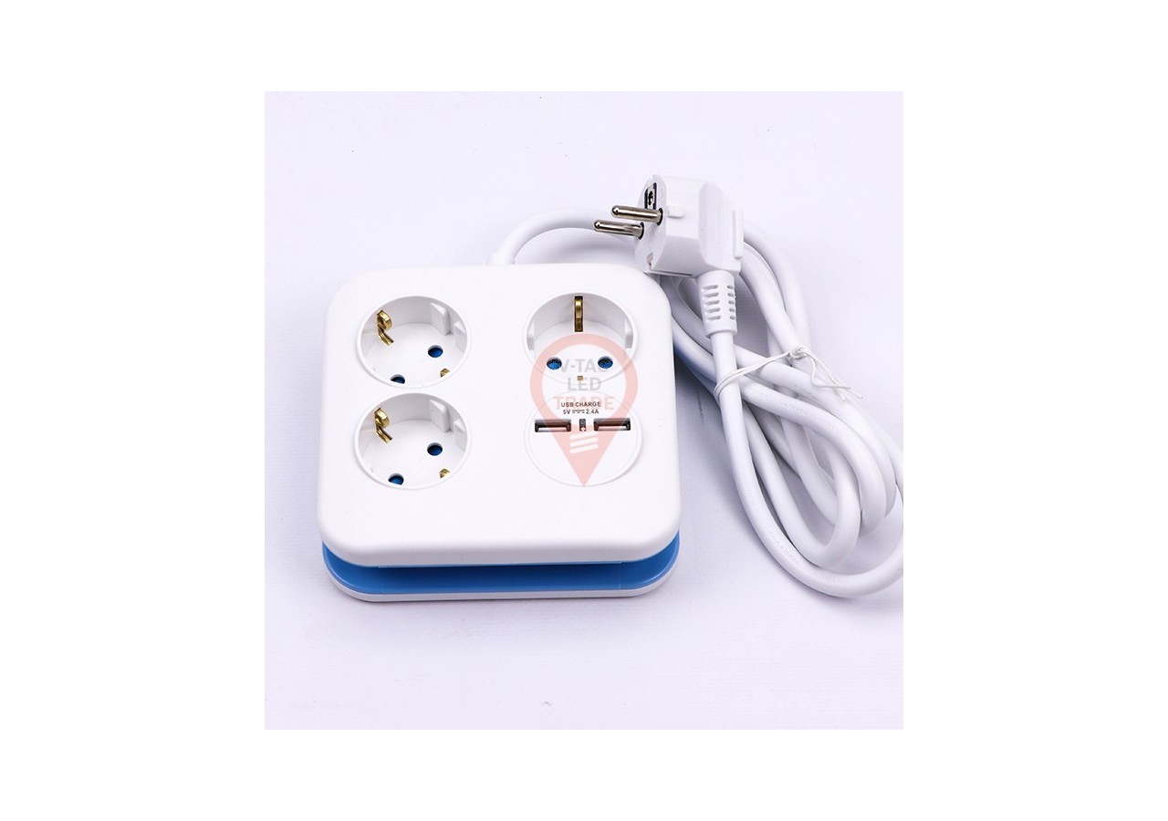 Prise 3 Voies Avec USB Carré 3G 1,55mm x 1,4m