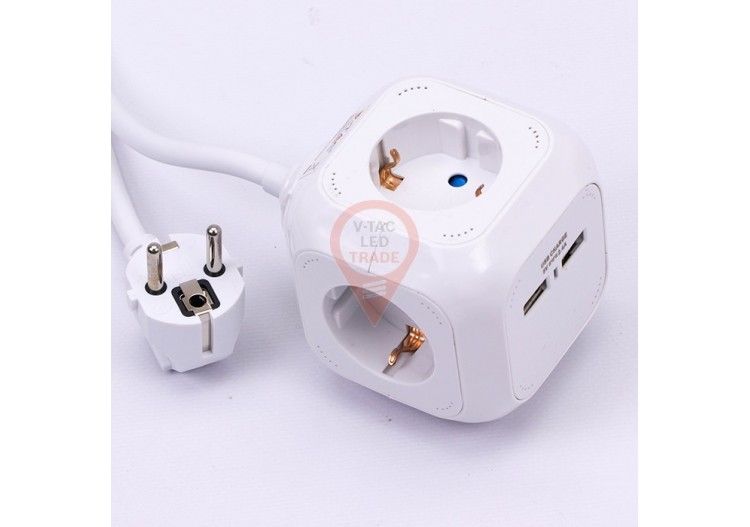 Prise 4 Voies Avec USB Cubique 3G 1,55mm x 1,4m