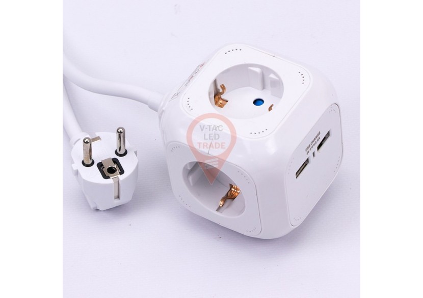 Prise 4 Voies Avec USB Cubique 3G 1,55mm x 1,4m