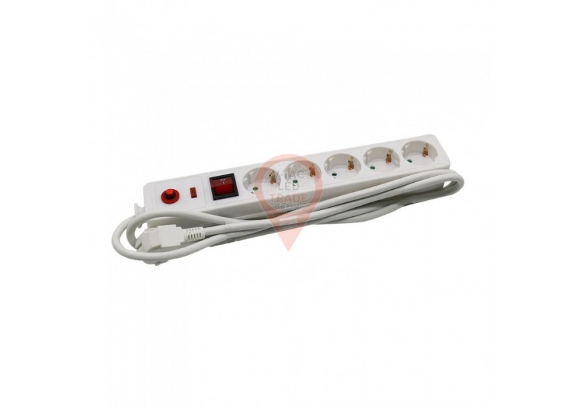 Interrupteur éclairé à prise sécurisée 5 voies 3G 1,5 mm x 1,4 m