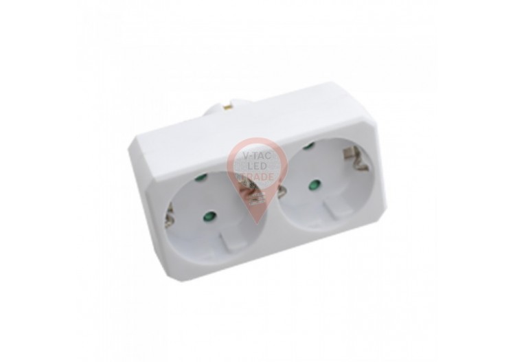 Adaptateur 2 Voies avec Contact de Terre 10/16A 250V Blanc