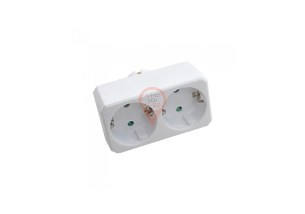 Adaptateur 2 Voies avec Contact de Terre 10/16A 250V Blanc