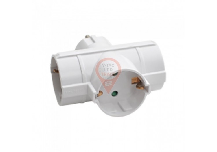 Adaptateur 3 Voies avec Contact de Terre 10/16A 250V Blanc