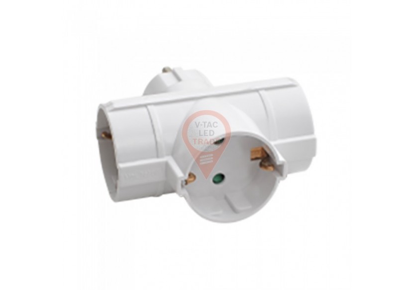 Adaptateur 3 Voies avec Contact de Terre 10/16A 250V Blanc